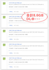 5本の動画が同時にダウンロードできていることが確認できる